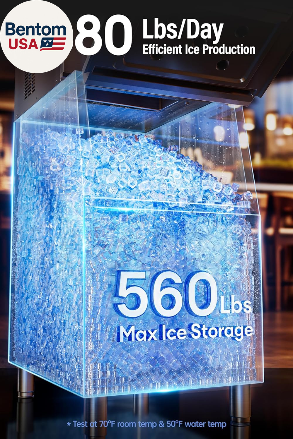 Commercial Ice Maker Machine 680LBS/24H, 1200W Industrial Ice Machine with 560LB