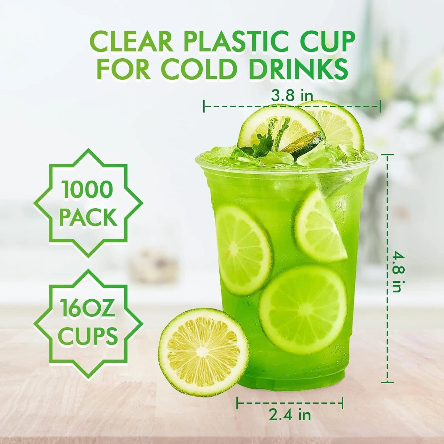 16 oz PET Plastic Cold Cups – 1,000 CT. Clear New