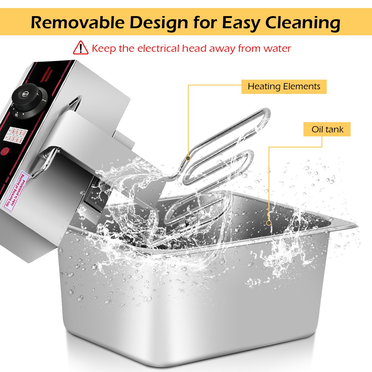 Costway 3400W Electric Countertop Deep Fryer Dual Tank Steel Commercial