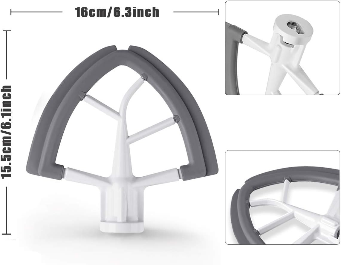 Flex Edge Beater for KitchenAid Mixer Silicone Edges Fits 4.5-5 Quart Grey
