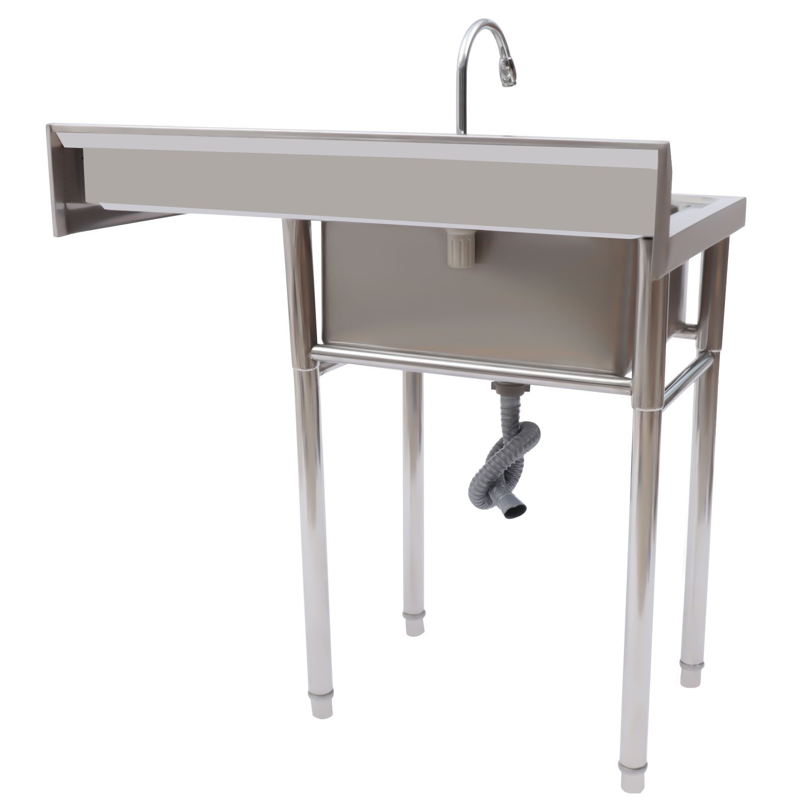 Free Standing Single Bowl Sink Commercial Restaurant Kitchen Sink with Faucet