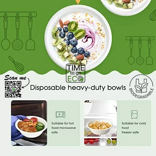 100% Compostable Paper Bowls [16 oz.] – 150 Disposable Bowls Eco Tree Free