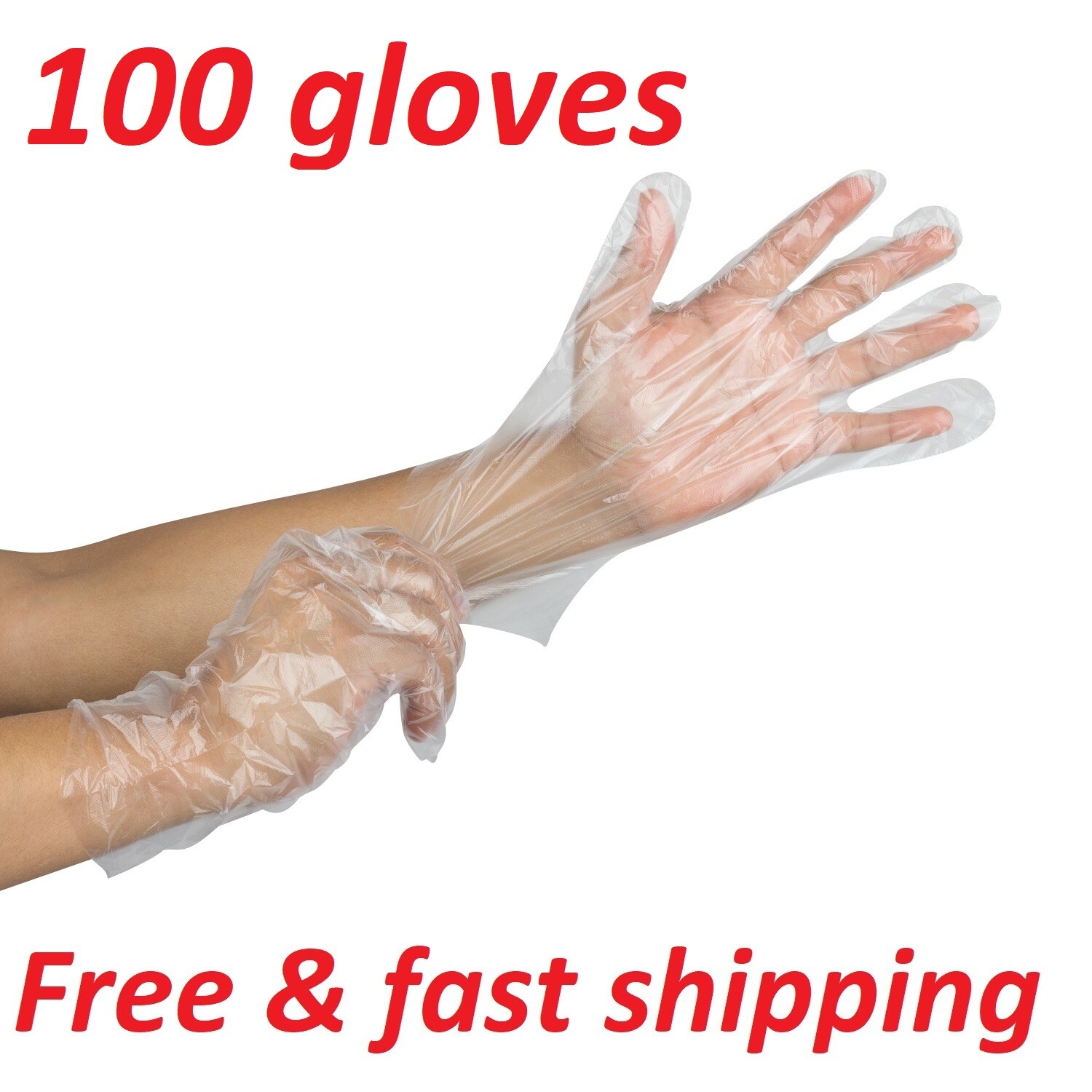 200 pcs Disposable Clear Poly Gloves Food Travel Cleaning Kitchen Plastic