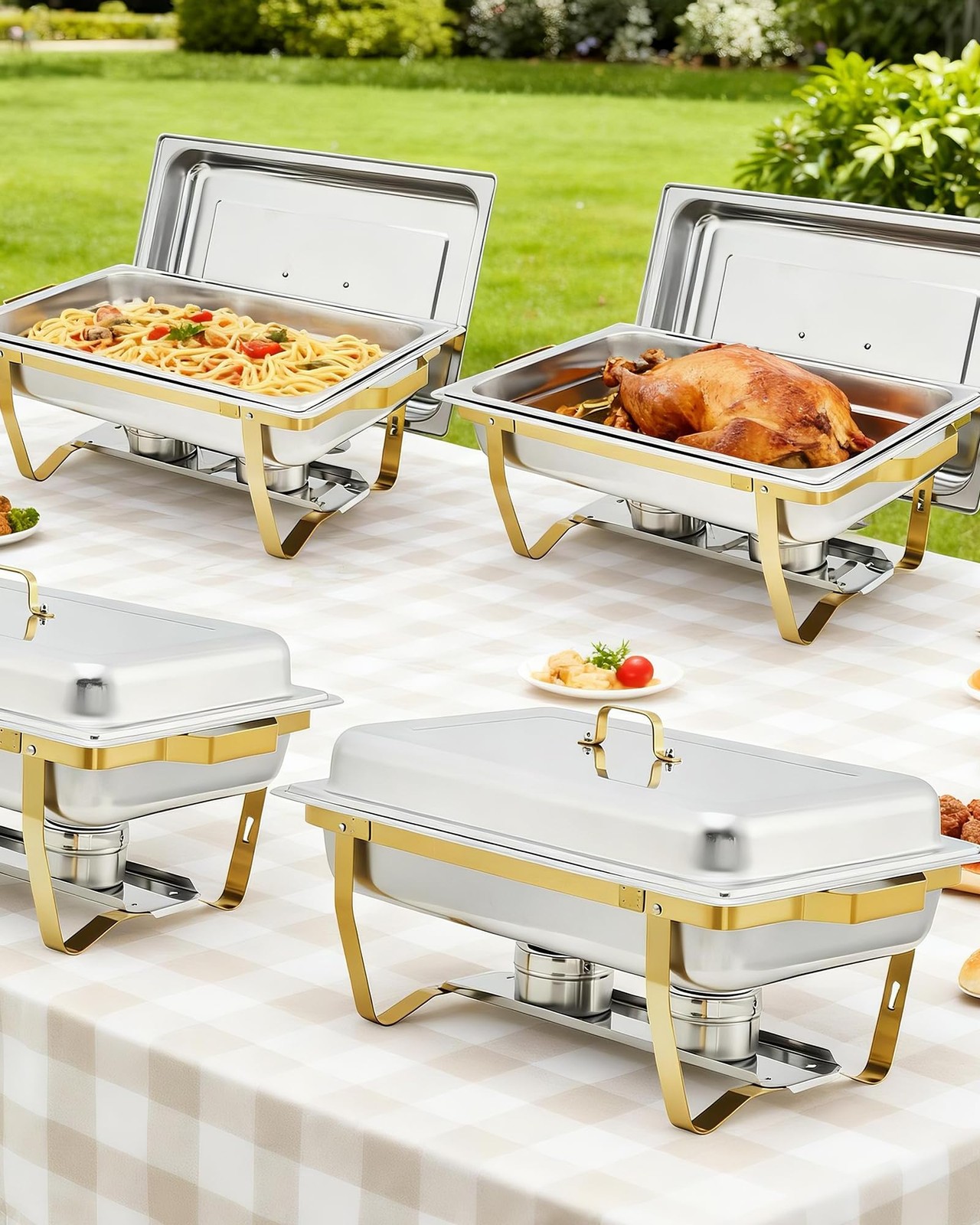 Superior Buffet Warmer Set – Rectangular Stainless Steel Chafing Dishes Food