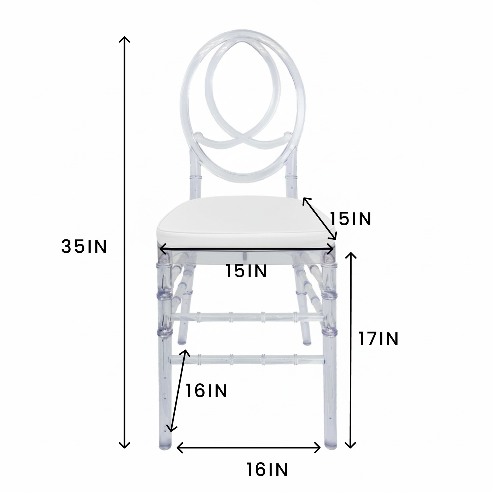 3Pack Acrylic Chiavari Chairs with Cushions for Event Party, Fully Assembled