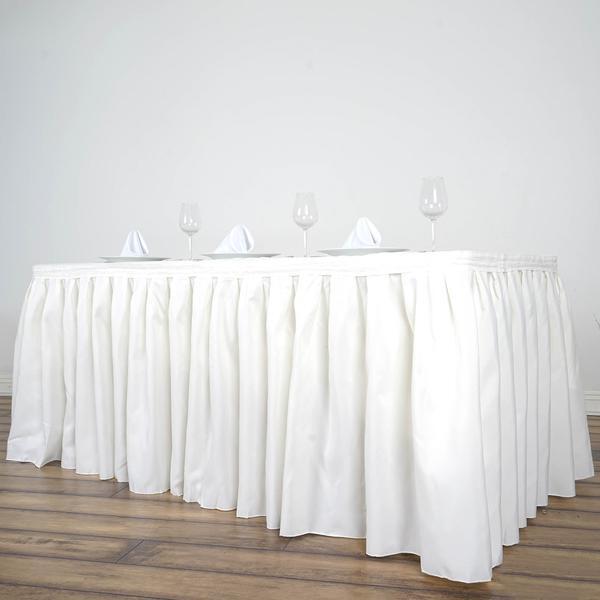 Ivory 17 feet POLYESTER PLEATED TABLE SKIRT Tradeshow Wedding Catering Supplies