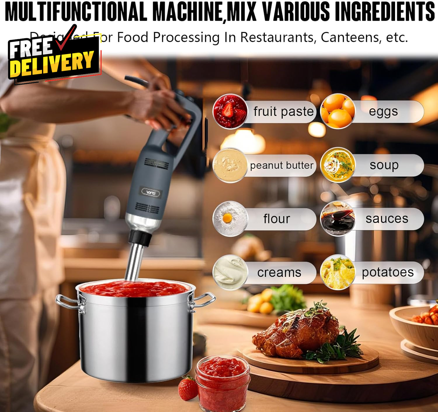 500W Commercial Immersion Blender 16 SUS 304 Removable Shaft Heavy Duty Power…