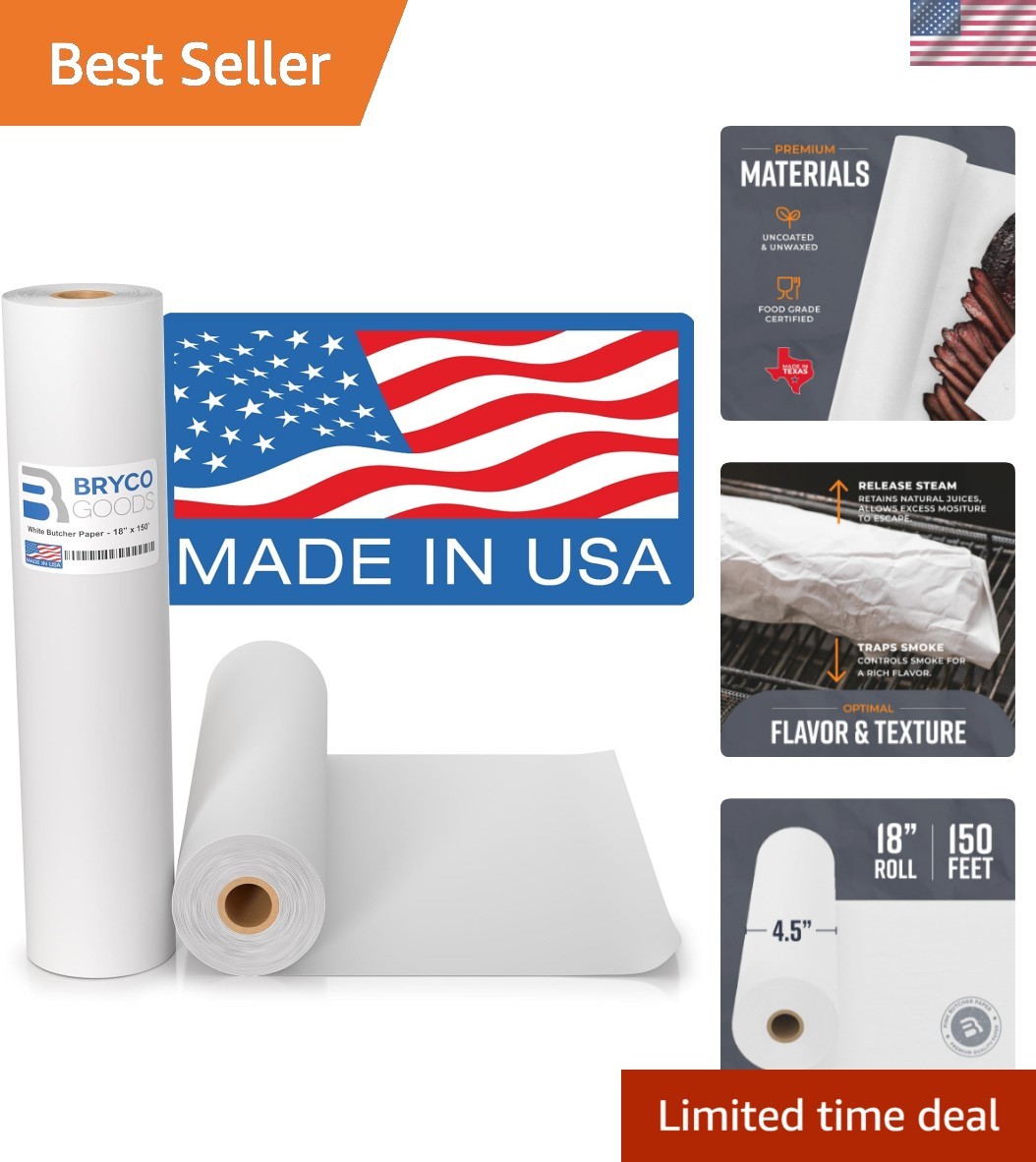 White Kraft Butcher Paper Roll – 18» x 150′ – Versatile & Durable – Ideal fo…