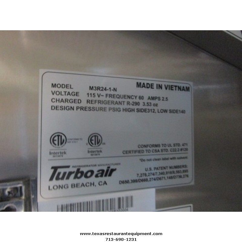 USED TURBO AIR M3R24-1-N 28 3/4″ REACH IN REFRIGERATOR