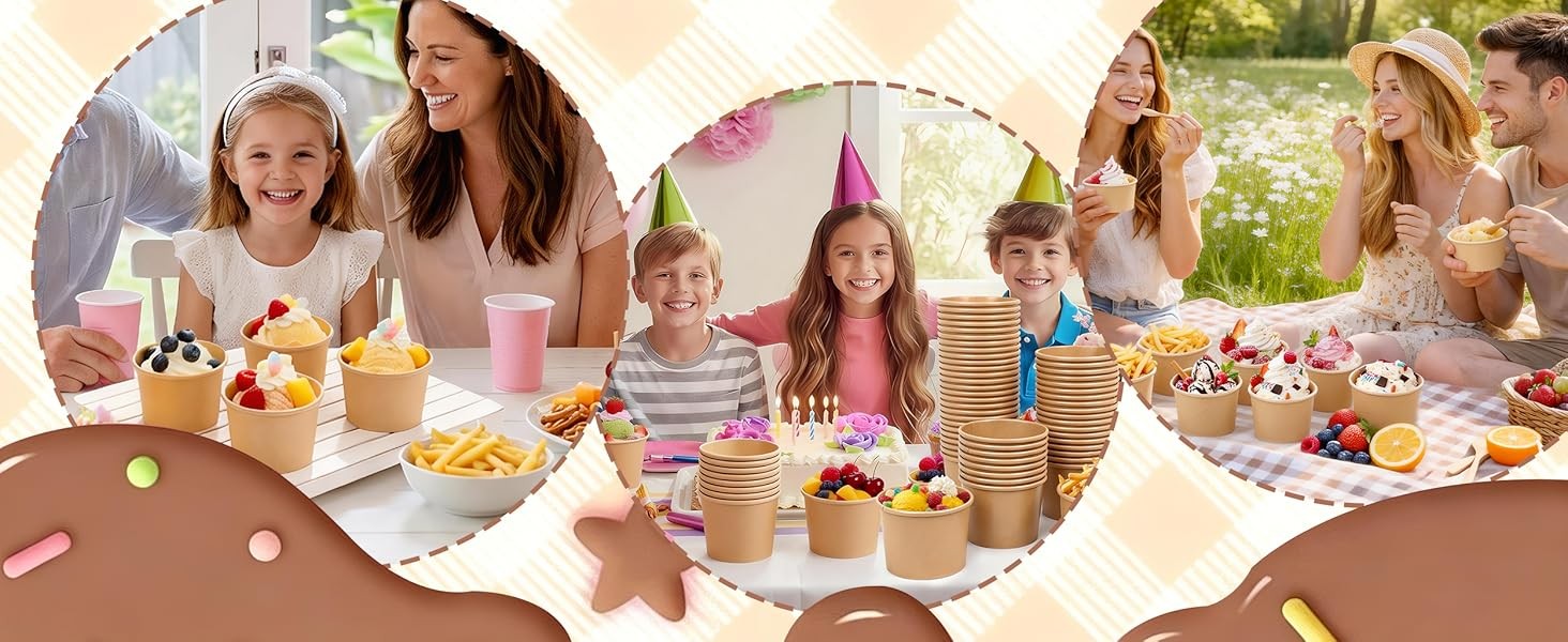 160 PCS Ice Cream Cups Disposable, 8 oz Paper Ice Cream Bowls, Soup Bowls for