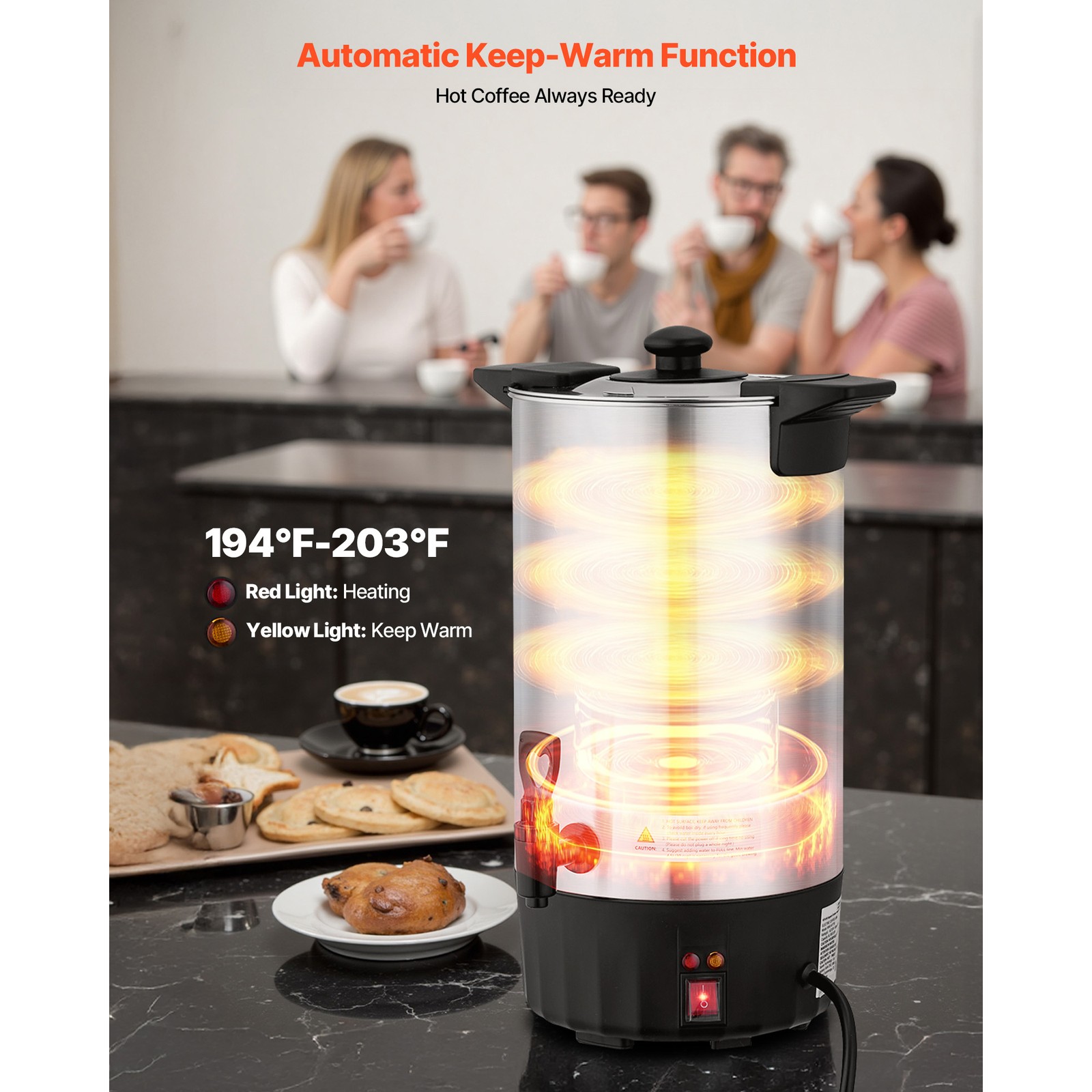 Uimoso Commercial Coffee Urn 60 Cup Hot Drink Dispenser 9L Stainless Steel