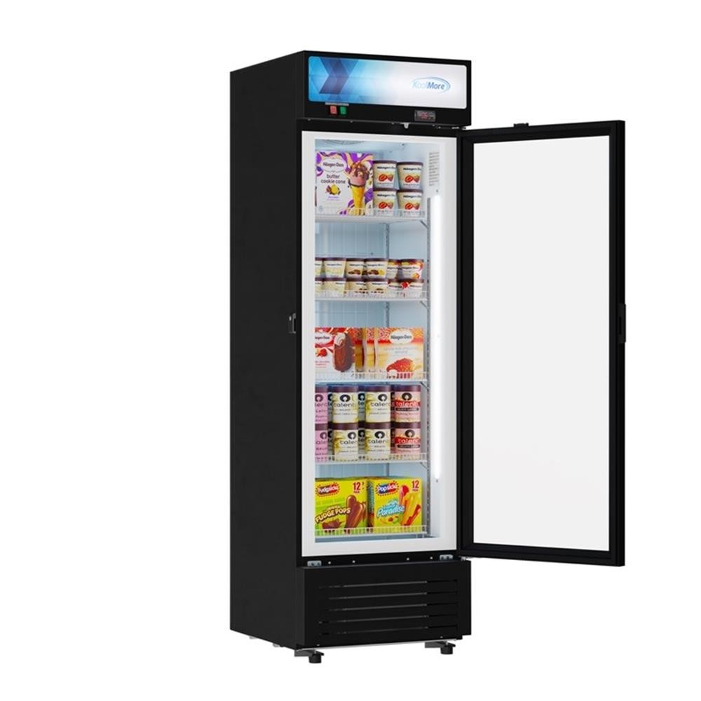 Pemberly Row 24″ One Glass Door Merchandiser Freezer 12 cu. ft. in Black