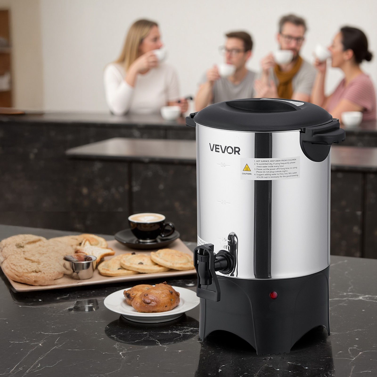 VEVOR Commercial Coffee Urn 30 Cup Hot Dispenser 4.5 L Stainless Steel Liner