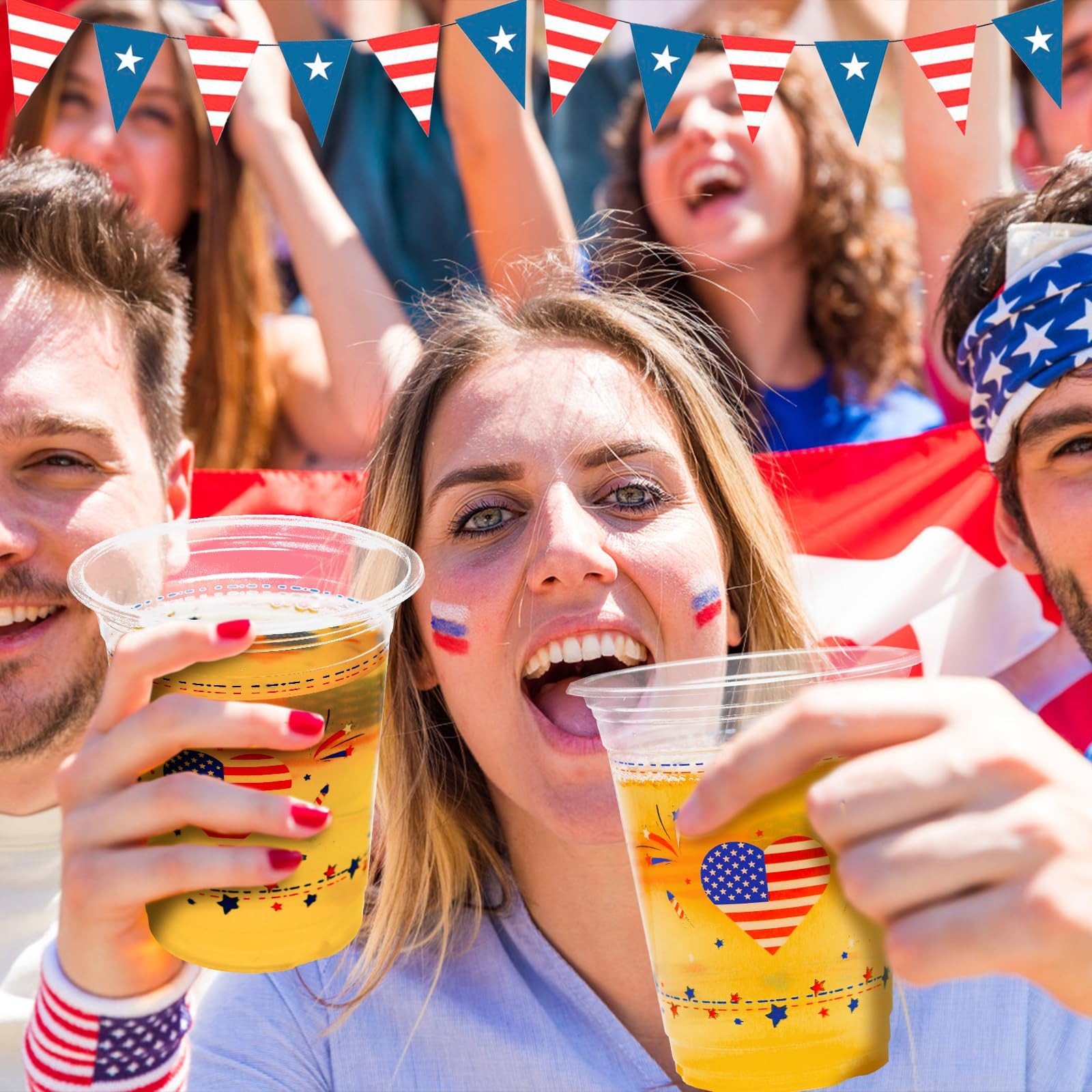 50 Pcs 12 oz 4th of July Plastic Cups Patriotic Plastic Cups Disposable Red …