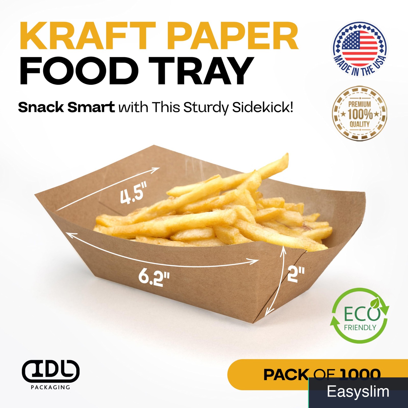 Kraft Paper Food Trays Poly Coated Disposable Grease Resistant 6.2×4.5×2 1000