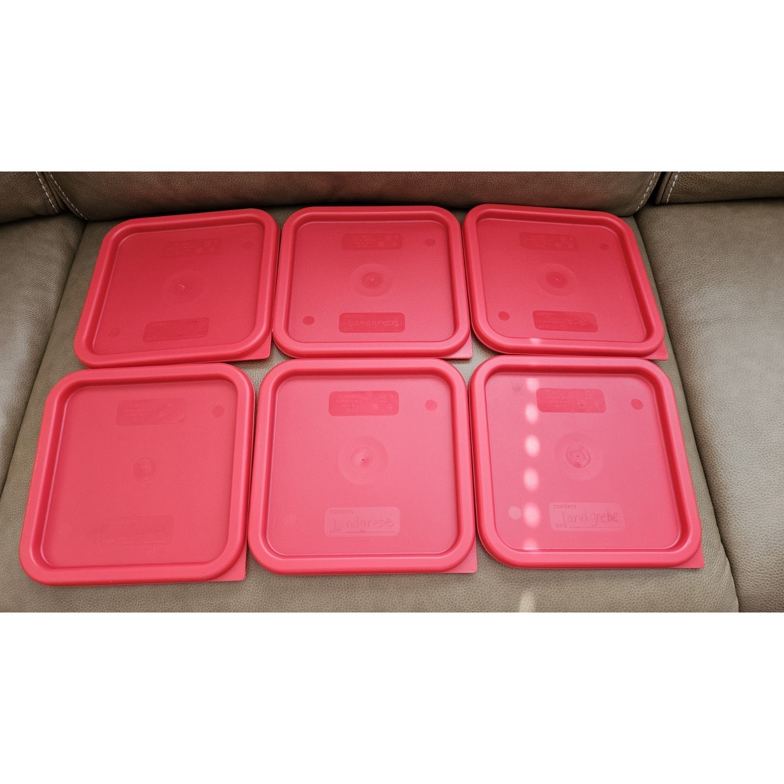 6 Sets Cambro 8SFSP148 White Poly 8 Qt Cam-Square Container & Lid