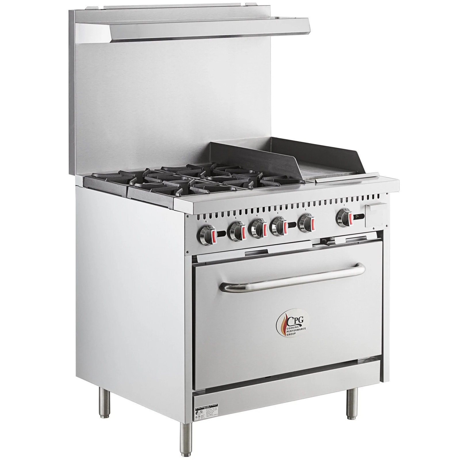 Liquid Propane 4 Burner 36″ Range with 12″ Griddle and Standard Oven