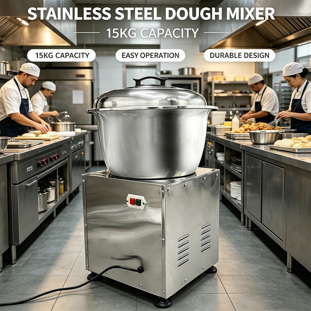 110V Commercial Dough Mixer Basin Type Bakery Flour Mixing Machine 33LBS Cap.