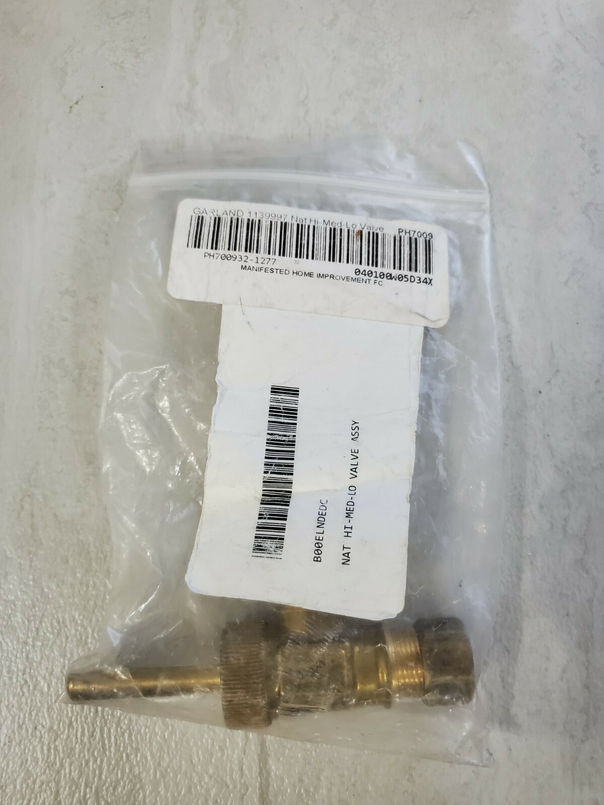 GARLAND 1139997 NAT HI MED LO VALVE GOLD UNKNOWN PART NEW REPLACEMENT
