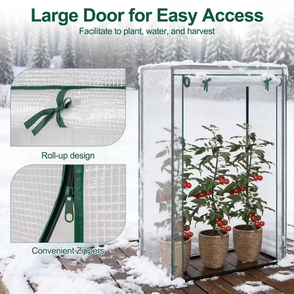 39 In. X 20 In. X 59 In. Portable Mini Greenhouse with Roll-Up Zippered Door, In