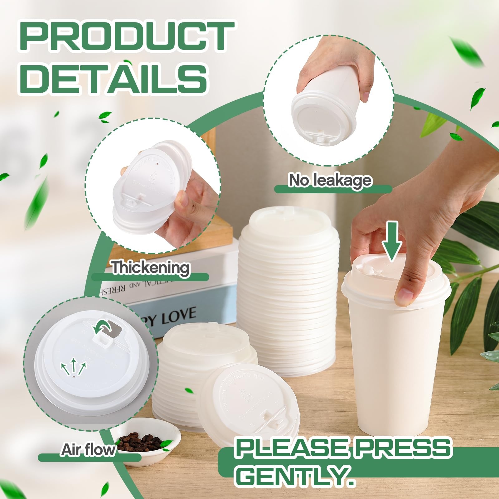 50 Count 100% Compostable CPLA Coffee Cups Lids Bulk 3.54 Inch White Disposab…