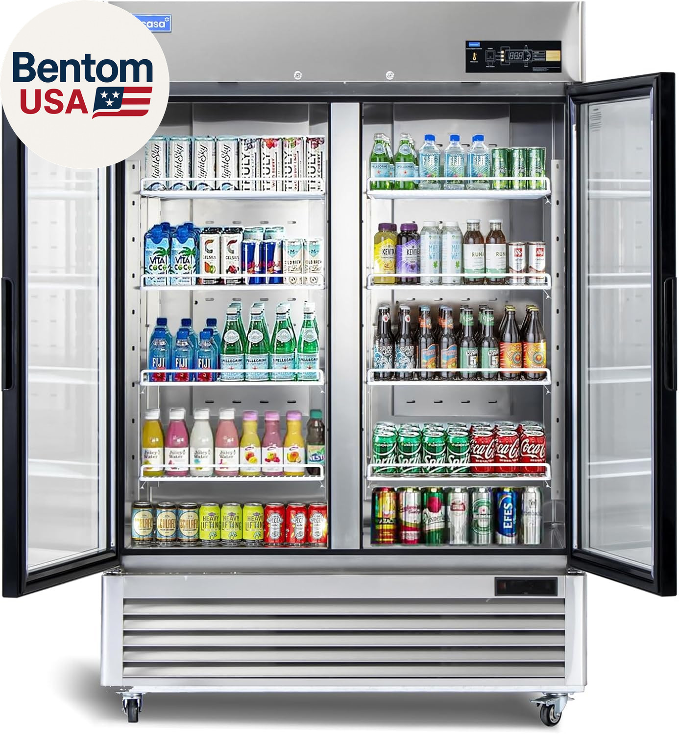 54″ W Commercial Display Refrigerator 2 Glass Door Merchandiser Reach-In 49 Cu.F