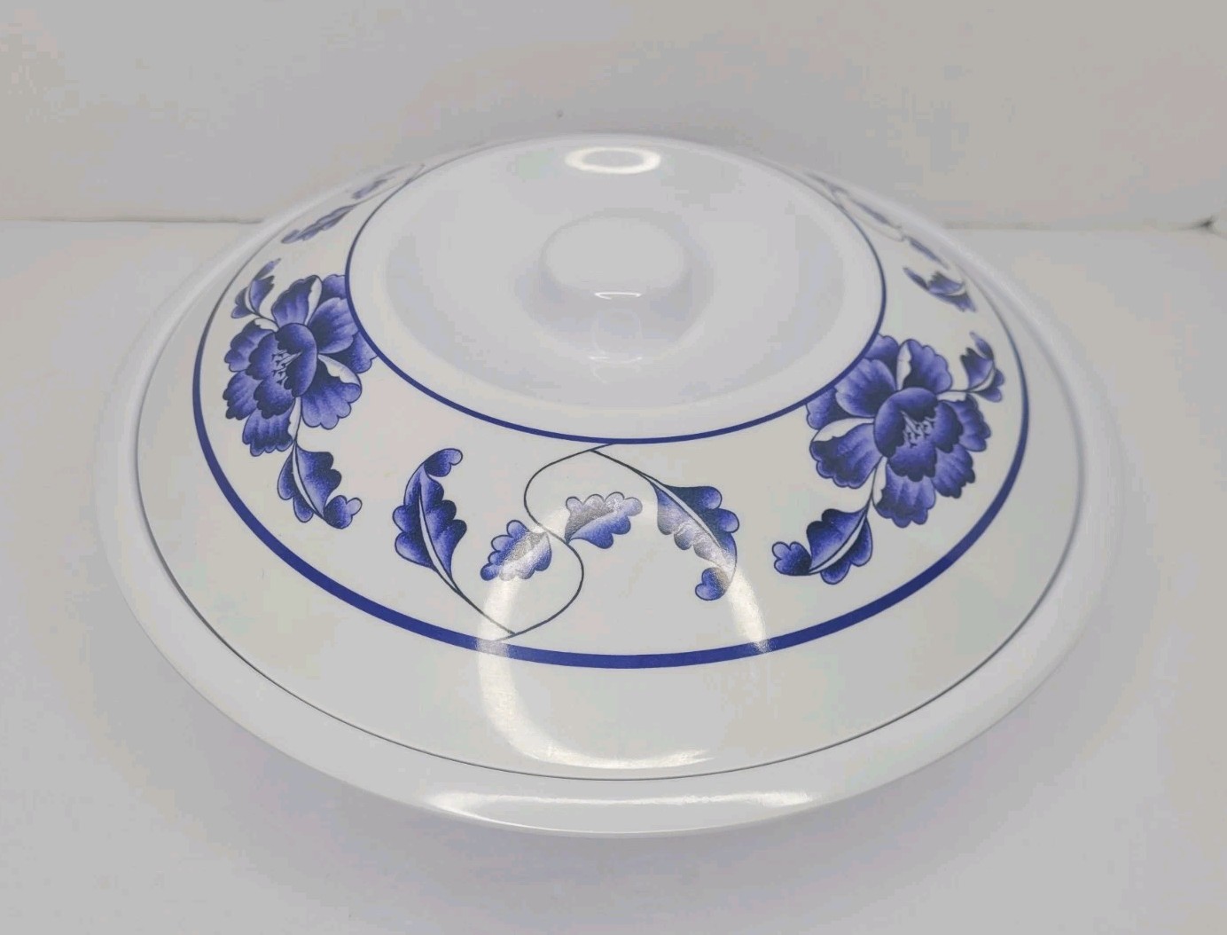 Thunder Group #8011 Blue Lotus Floral Pattern Melamine Serving Bowl W/ Lid