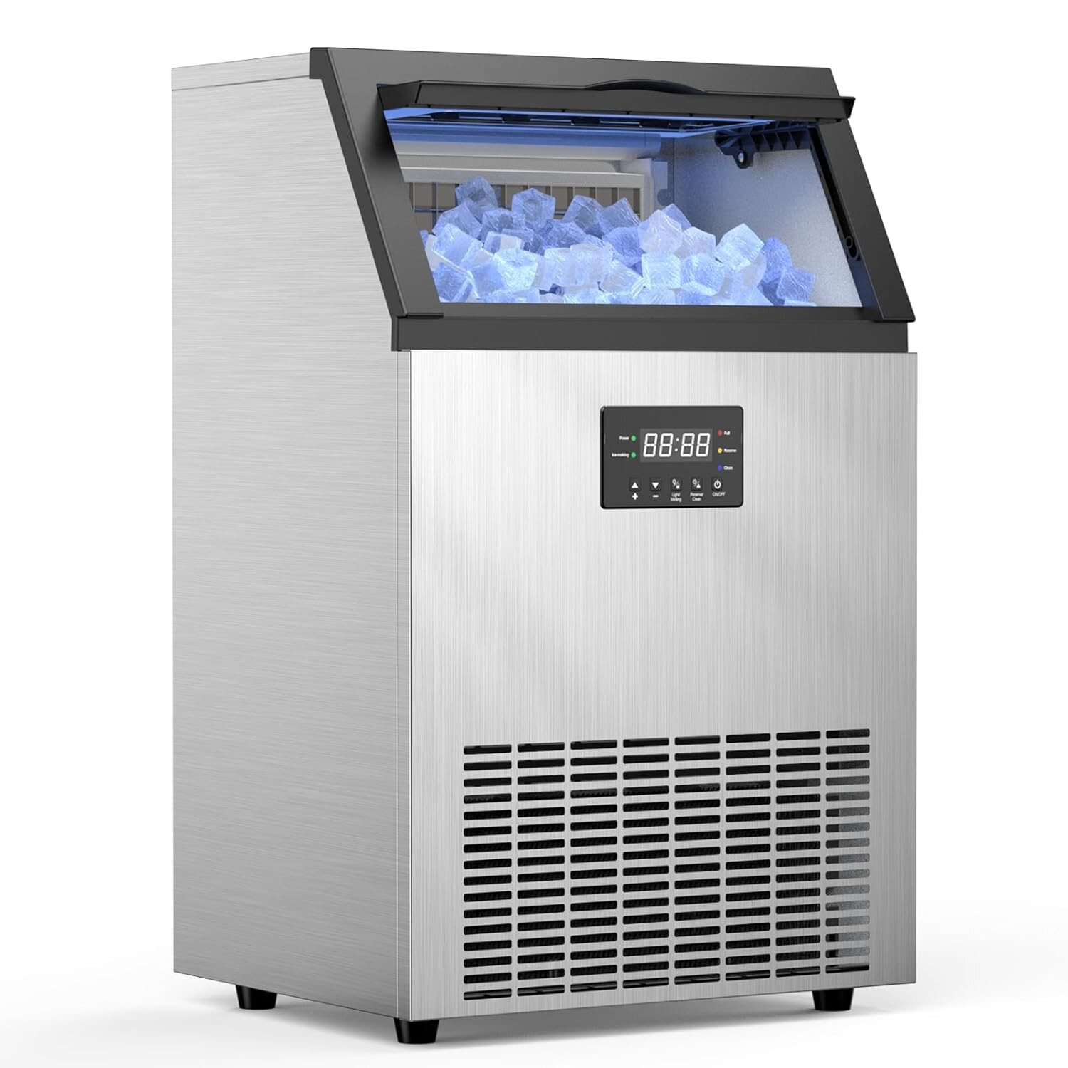 160LB/24h Built-In Commercial Ice Maker Stainless Ice Cube Machine Freestanding