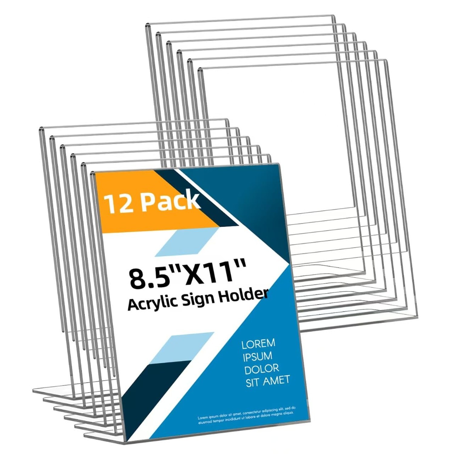 12 Pack Acrylic Sign Holder 8.5×11 Inches, Clear Plastic Table Paper Display …
