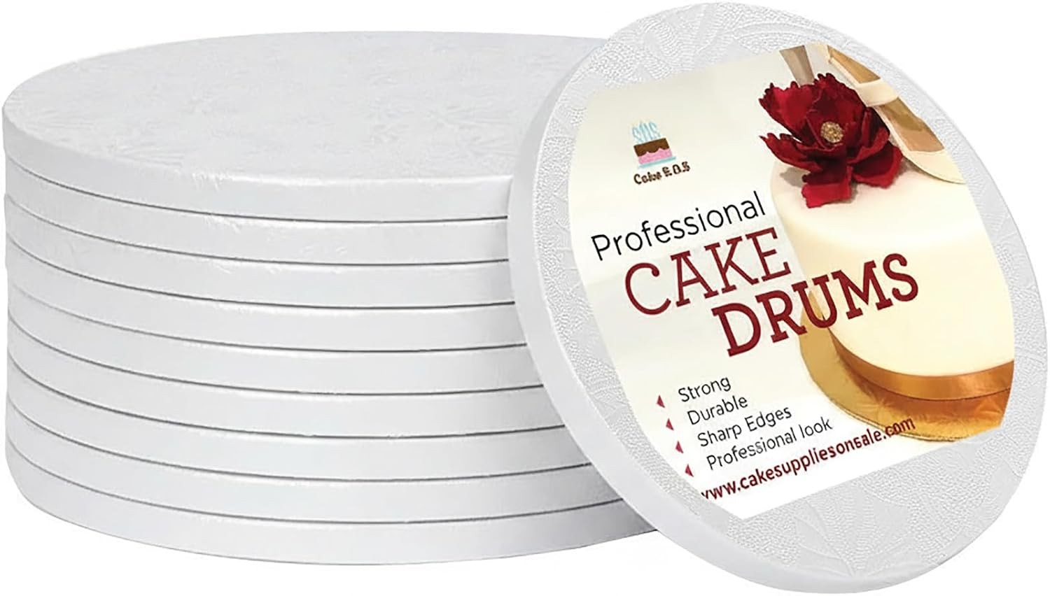 12 Inches White Round Sturdy Cake Board Drums for Displaying Cakes, 1/2 inch