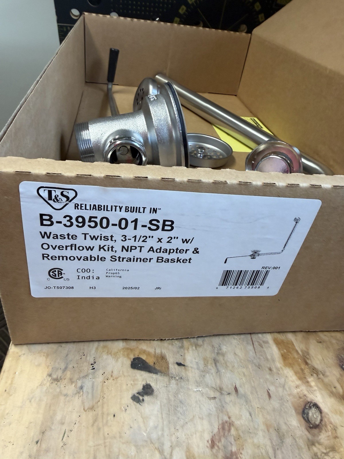 (3) units #T&S B-3950-01-SB Waste Twist Overflow Kit NPT Adapter Strainer Basket