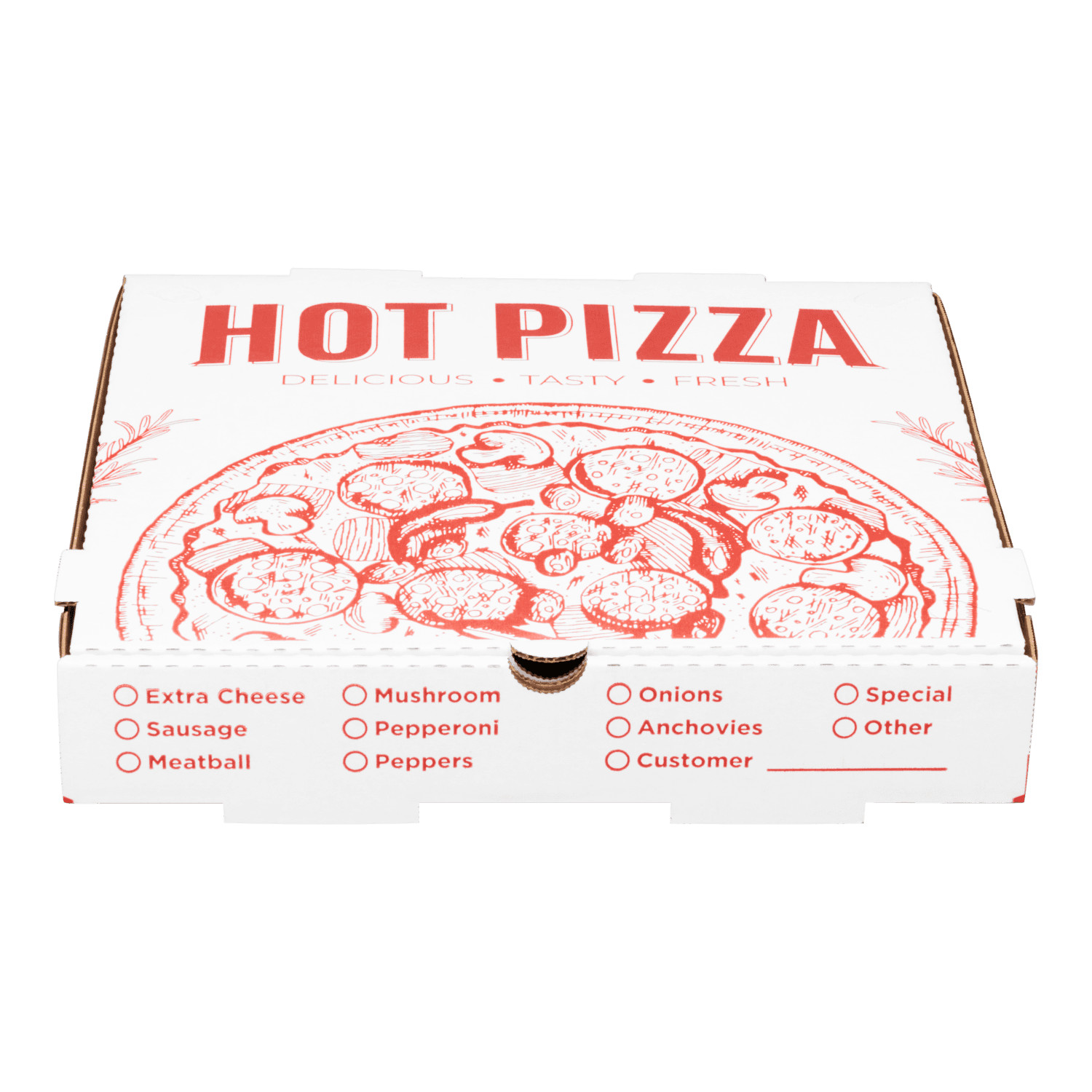Karat Corrugated Pizza Box, 12»x12»x2», Generic Print – 50 pcs, FP-PBF12WG