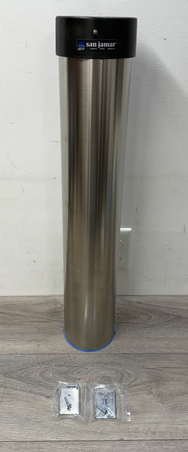 San Jamar C3400EV 12-24 oz Stainless Steel Pull Type Beverage Cup Dispenser