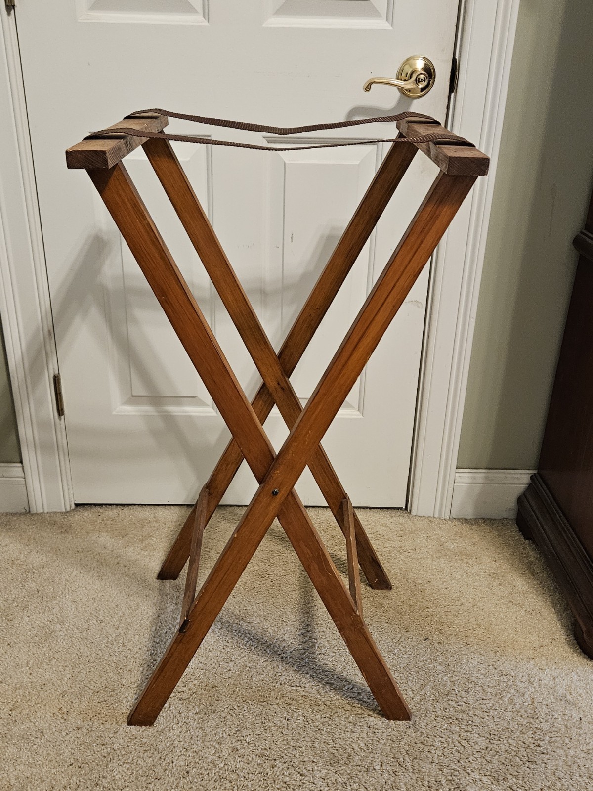 Vintage Restaurant Waitress Folding Server’s Tray Stand in Walnut Finish 38″
