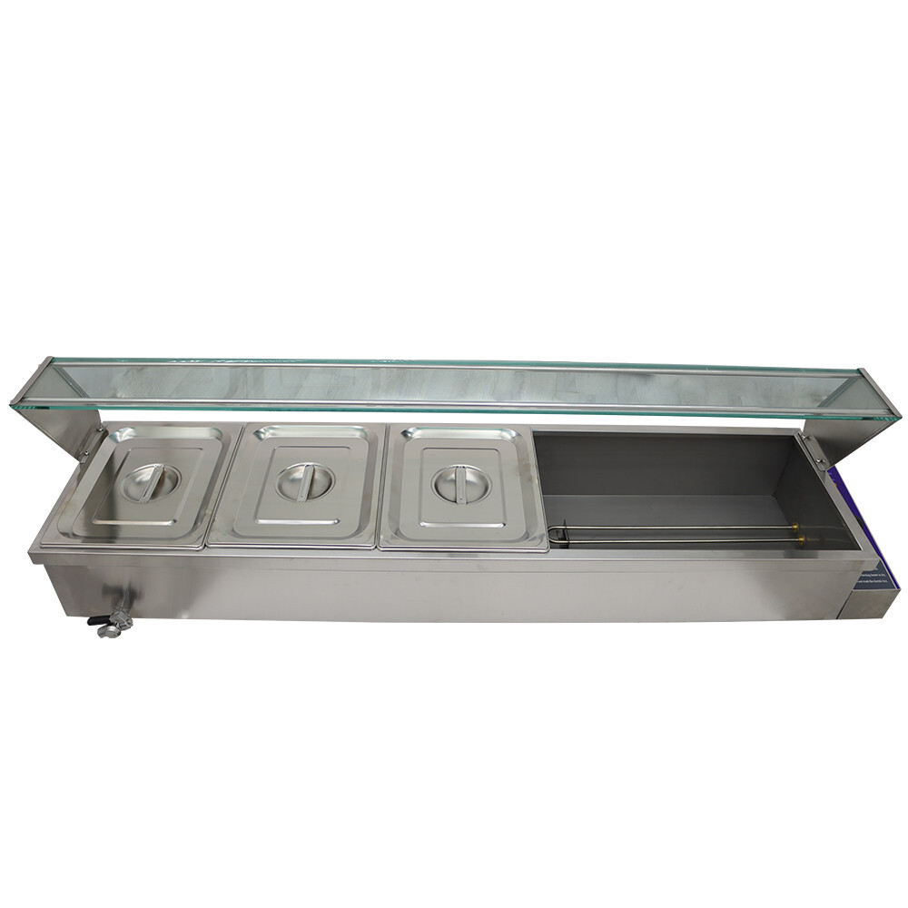 5-Pan 1/2 Size 6″ deep Stainless Countertop Bain-Marie Buffet Food Warmer 110V