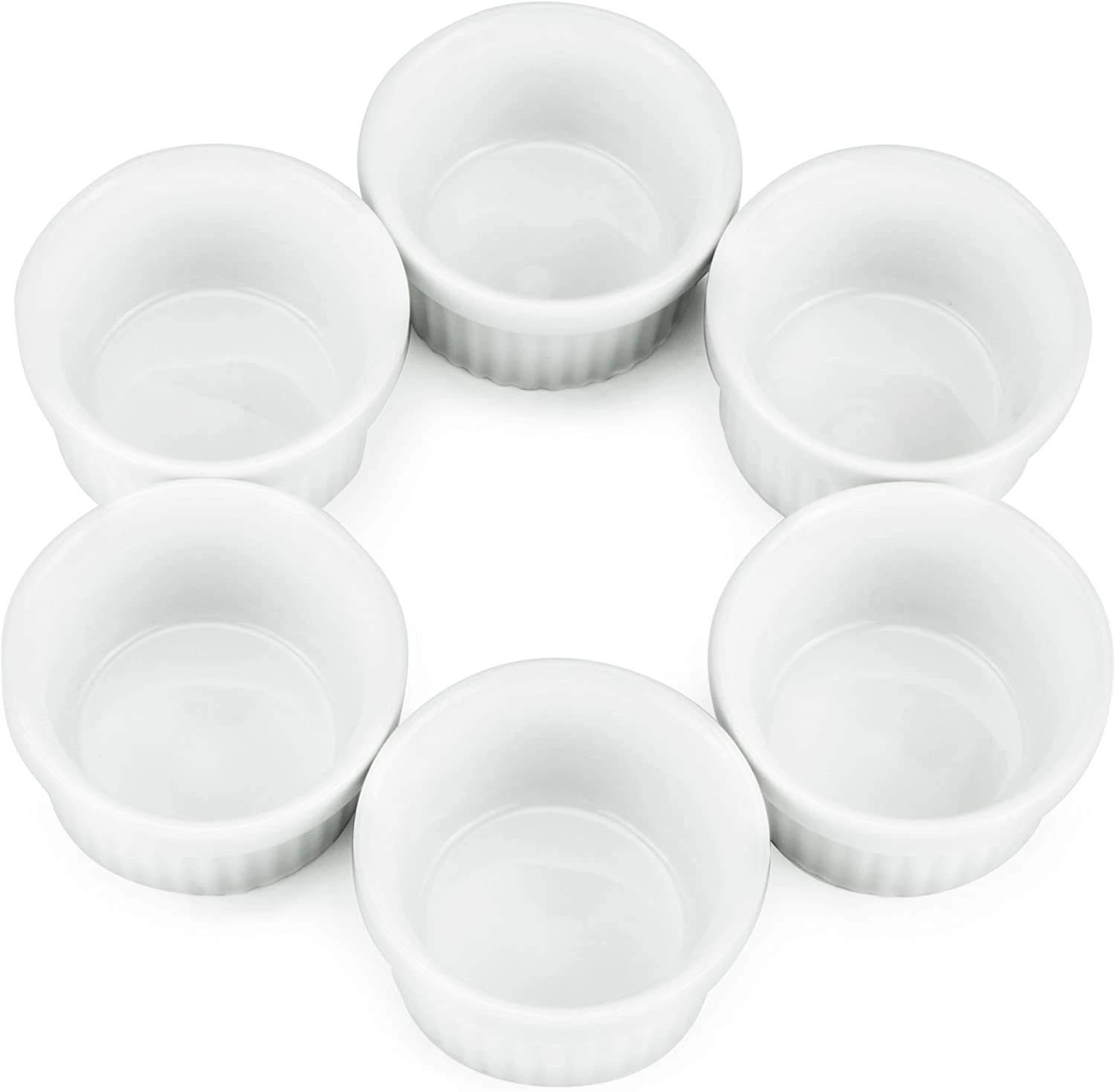 Kÿchen Mini Ramekins 1 oz. 30 ml|Microwave & Oven 1 Count (Pack of 12), White