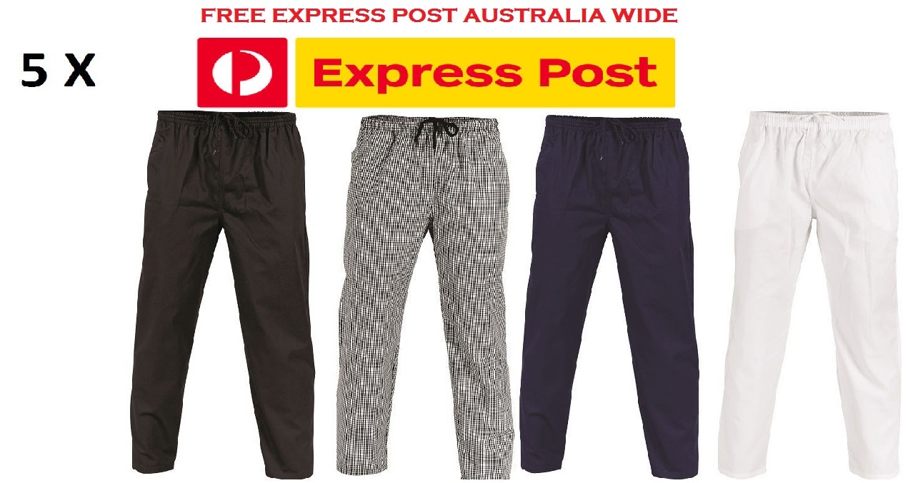 5 X Polyester Cotton Drawstring Chef Pants- DNC Workwear 1501