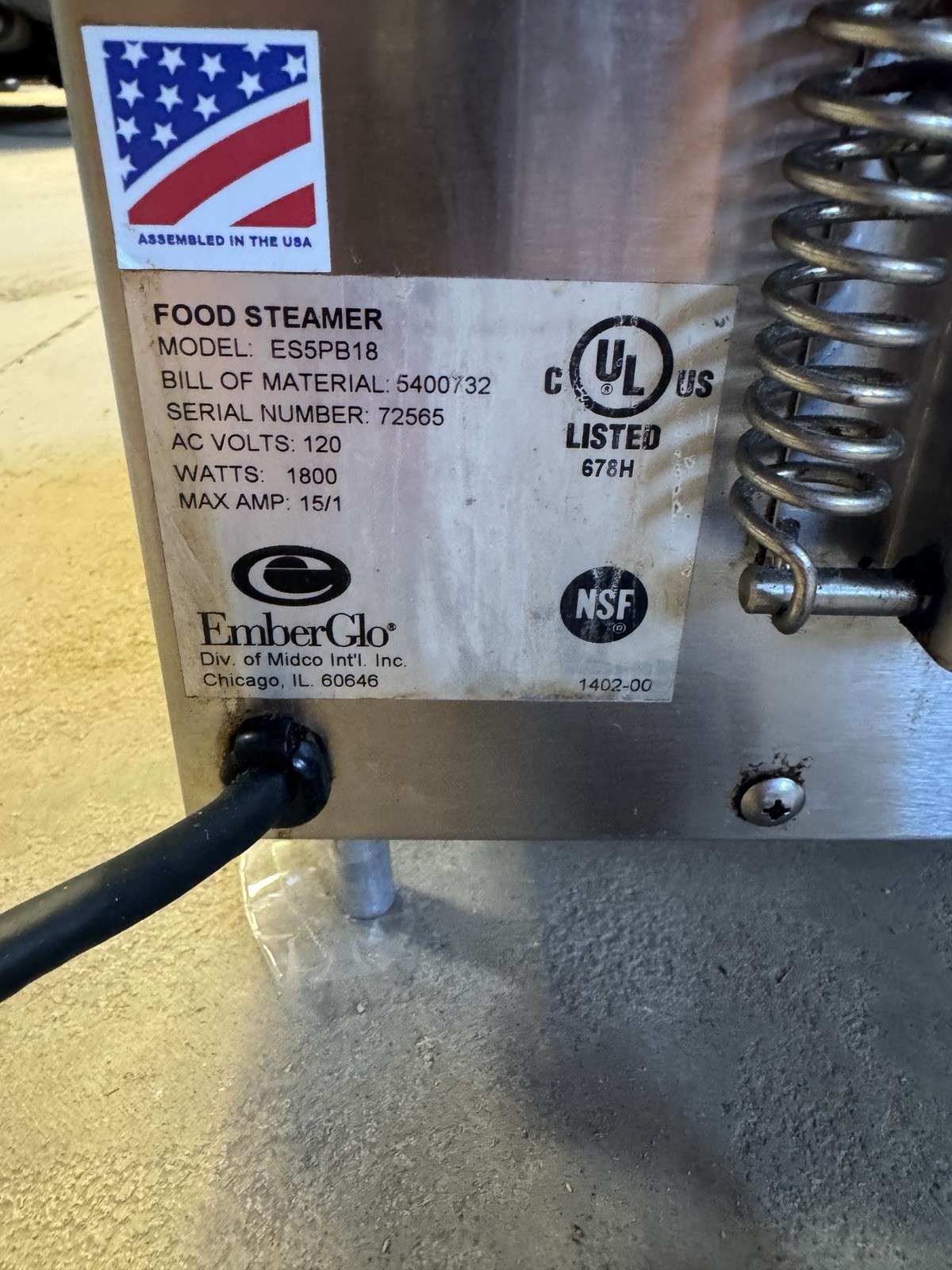 EmberGlo ES5PB18 1/2 Size Countertop Electric Food Steamer – Used – WORKS