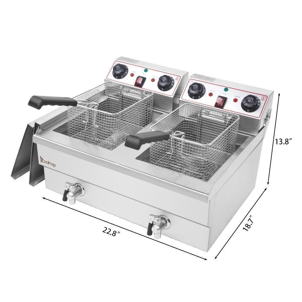 23.6L 25QT Electric Countertop Deep Fryer Commercial XL Fry Basket Restaurant