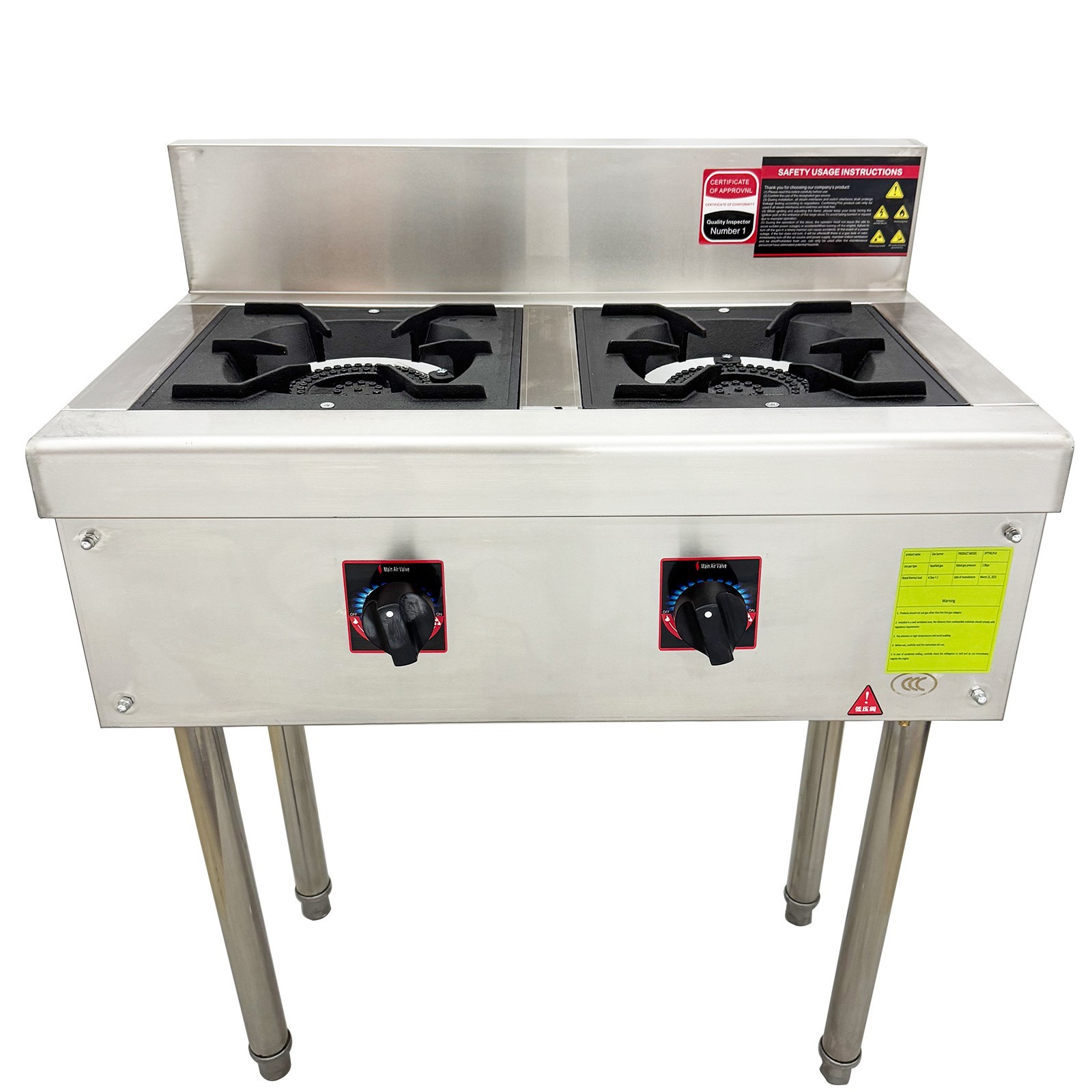 4.5kW *2 Low Height Gas Stove Commercial Floor Double Burner Liquefied Gas