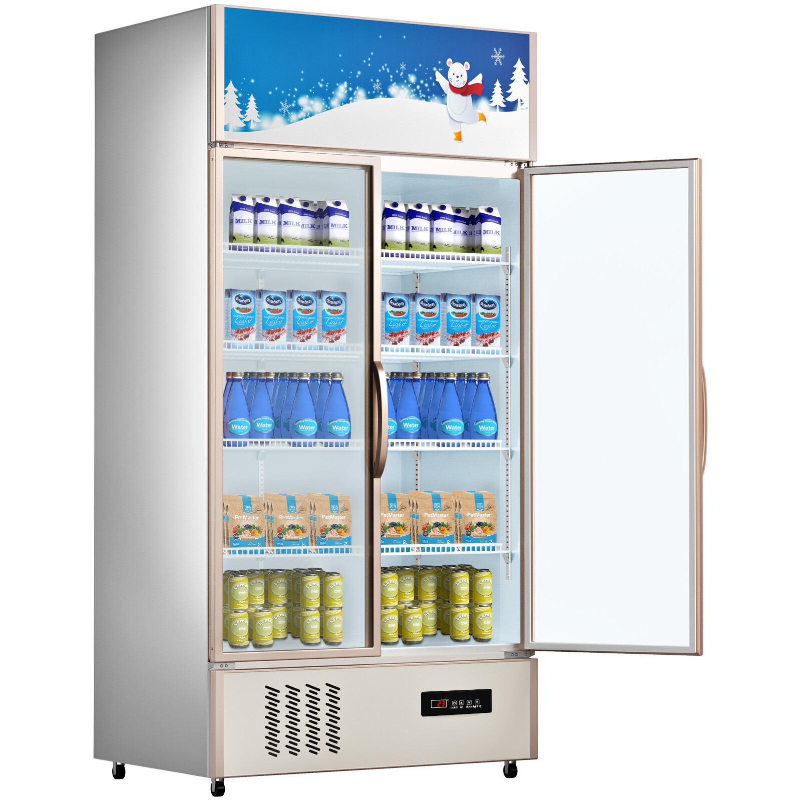 23 Cu.Ft. Commercial Merchandiser Refrigerator Beverage Cooler 2 Glass Doors 40″