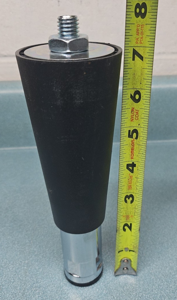 Black Plastic 6″ Adjustable Leg with Metal Bottom 6″-7″ 1/2″-13 Threaded Stud