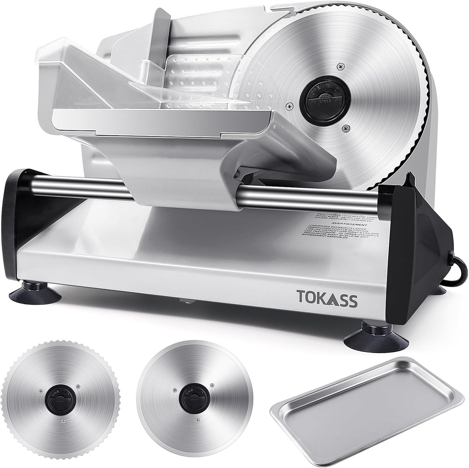 200W Meat Slicer Machine for Home Use,Deli Slicer with 2 Removable 7.5» Stainle