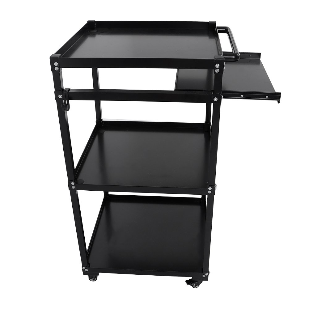 3 Shelf Aluminum Mobile Working Platform Height Adjustable AV Utility Hand Cart