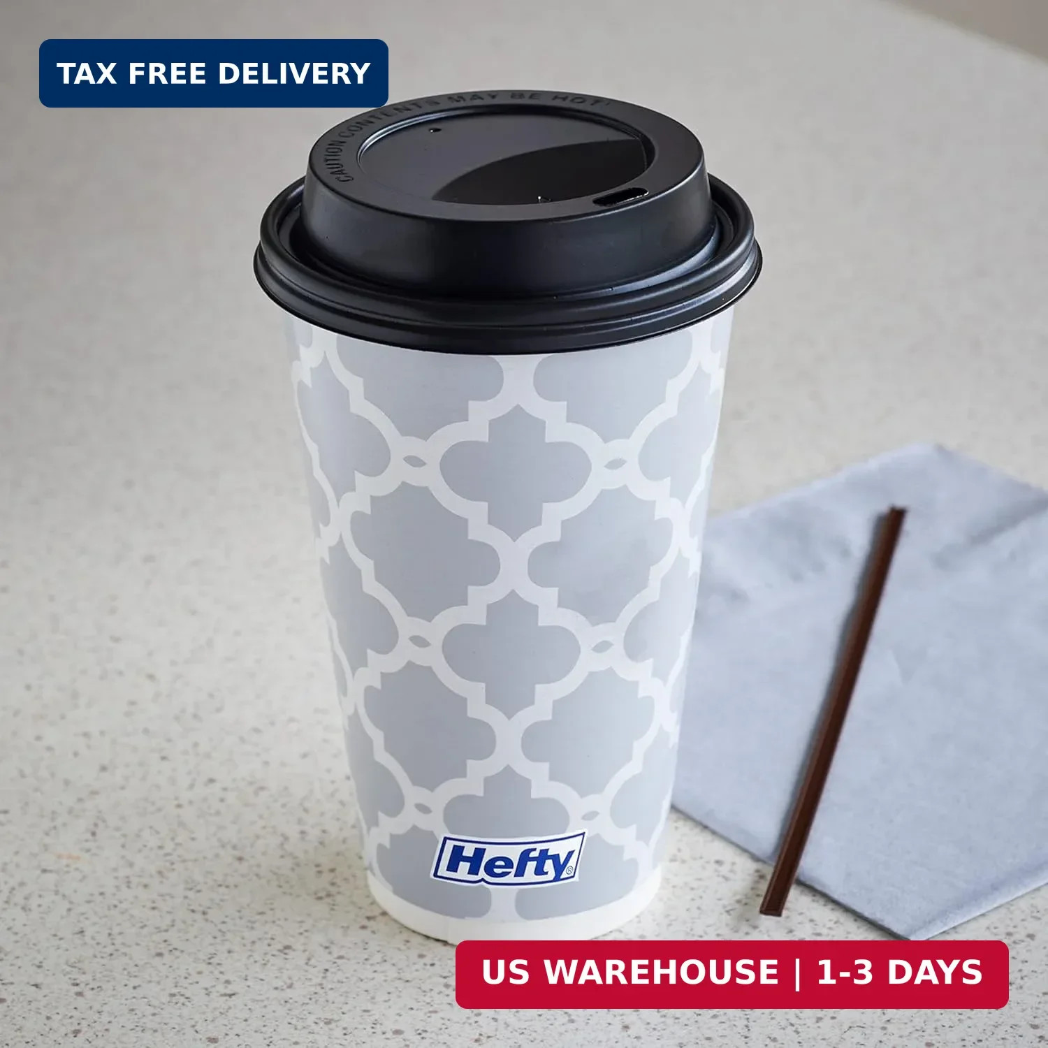 Hefty Disposable Hot Cups with Lids, Insulated Paper Coffee Cups for Tea, Cocoa