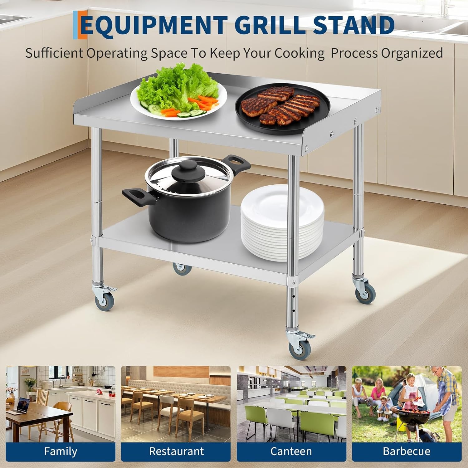 Stainless Steel Work Table 36×24″ Commercial Food Prep Table Restaurant w/ wheel
