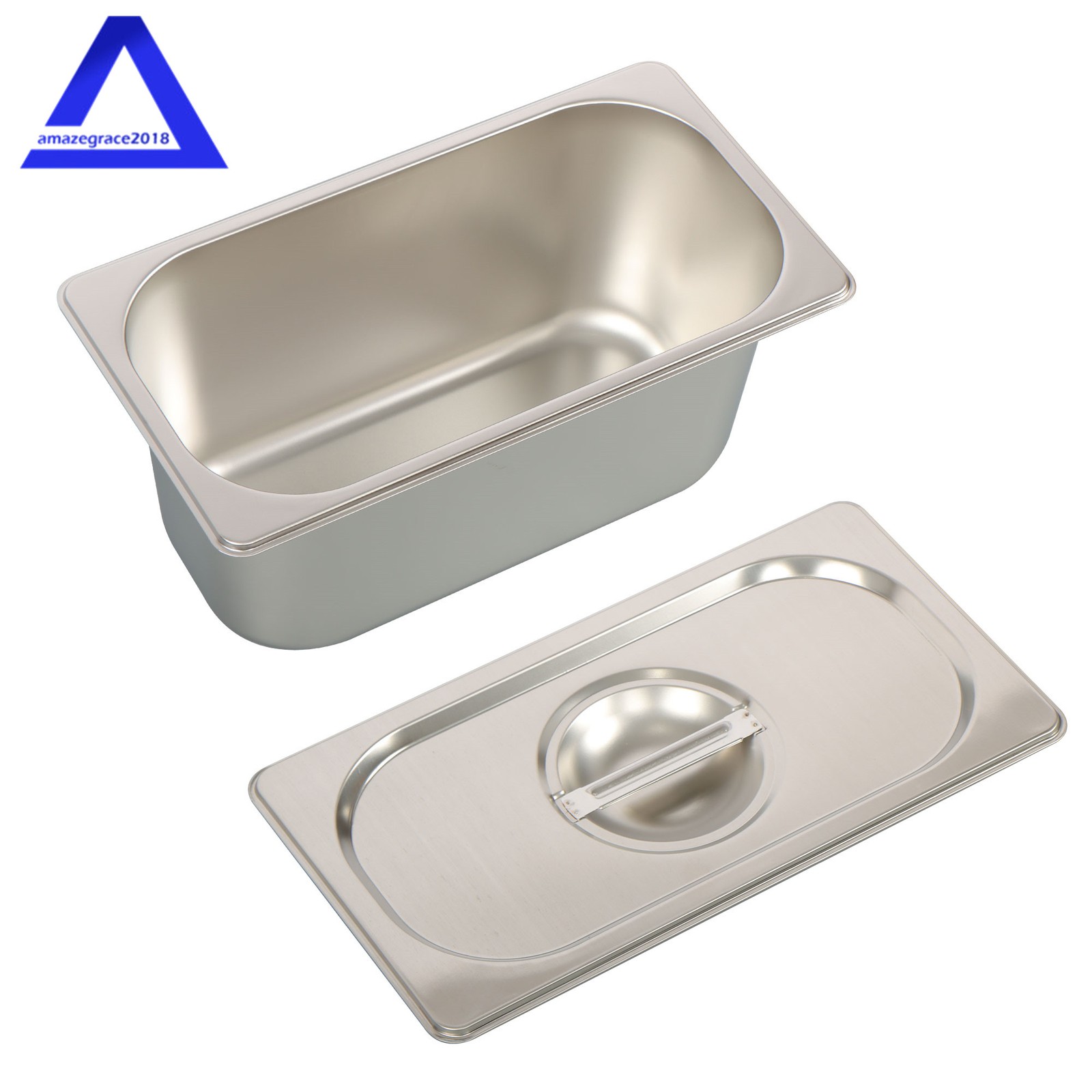 Steam Table Hotel Pans 1/3 Size 6″ Deep 8Pcs Stainless Steel Metal Tray with Lid