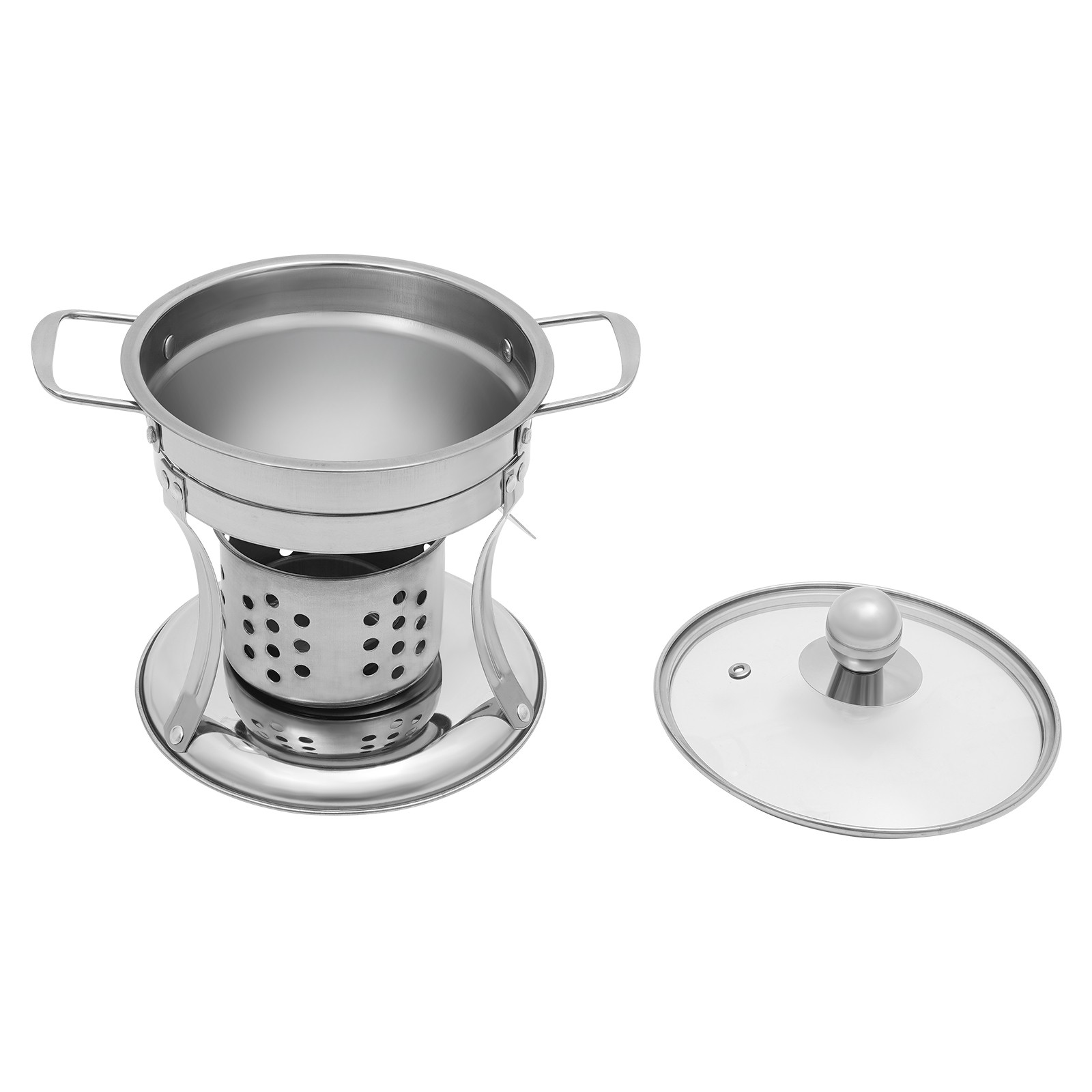 4-Pack 410 Stainless Steel 5L Chafing Dish Set with Glass Lids for Buffet