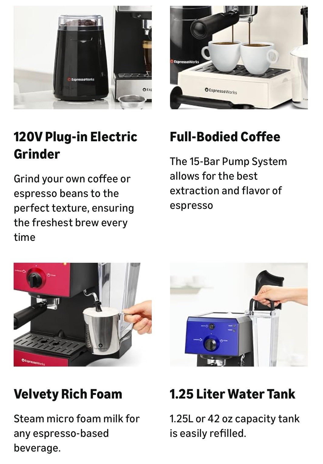 EspressoWorks All-In-One Espresso Machine with Milk Frother 7-Piece Set
