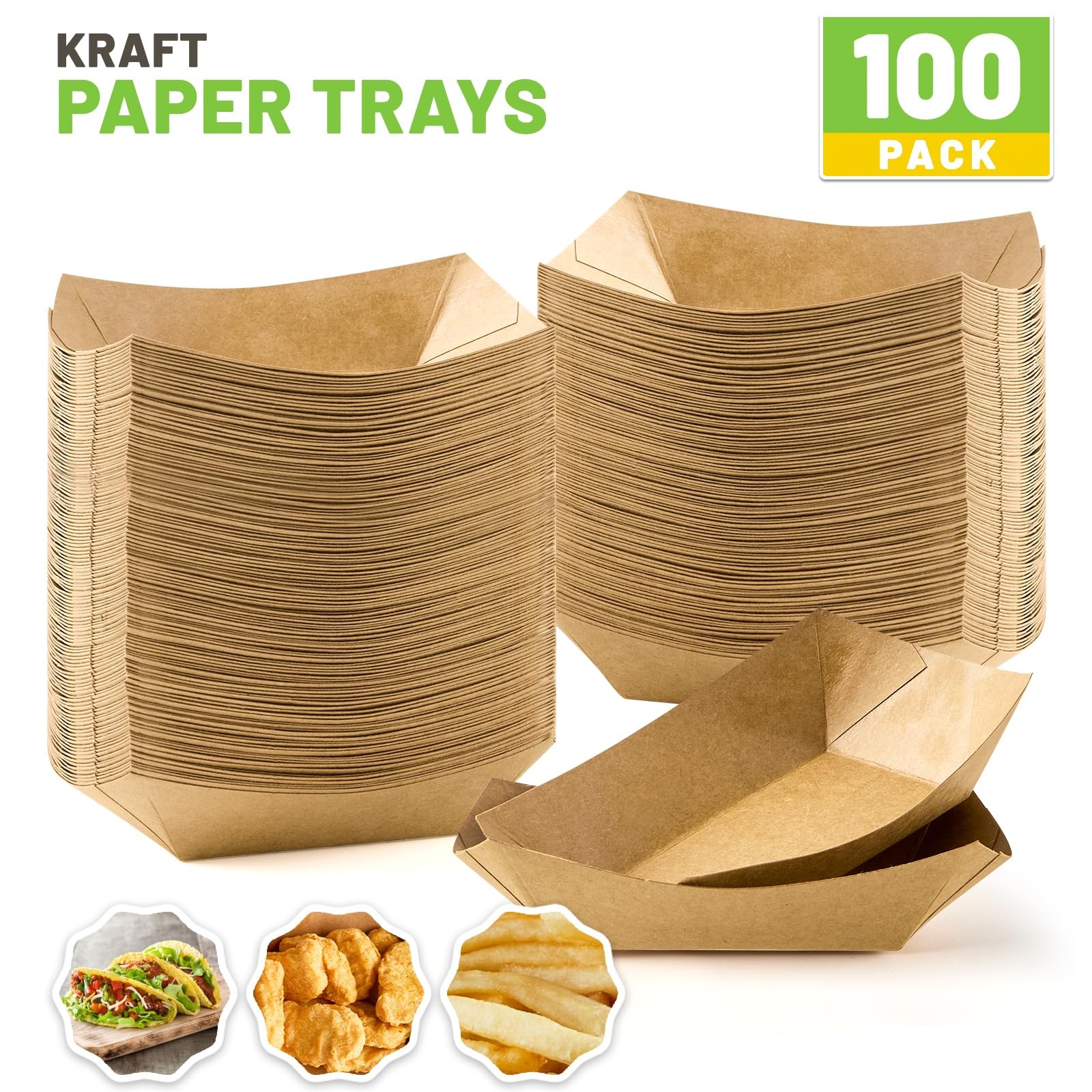 1/4 Lb Mini Paper Food Trays, 100 Pack Disposable Small Food Boats Bulk Brown…